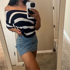 Striped off the shoulder top